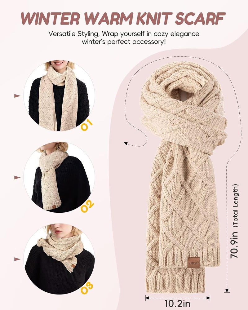 APEVAN Womens Winter Hat Gloves Scarf Headband Set, Pom Pom Beanie Long Scarf Touchscreen Gloves Ear Warmer, 4 in 1 Warm Gift Set - Image 5